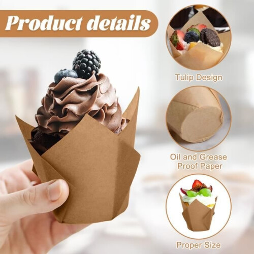 Cupcake-Förmchen – YNKKVRE – Tulpe – 200 Stück – Backpapier – 5 cm Durchmesser 2