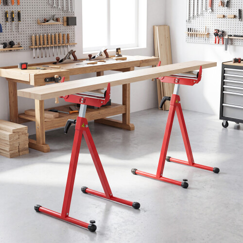 Costway 2-Pack Folding Roller Stands Roller Heads & Edge Guides For Table Saw 2