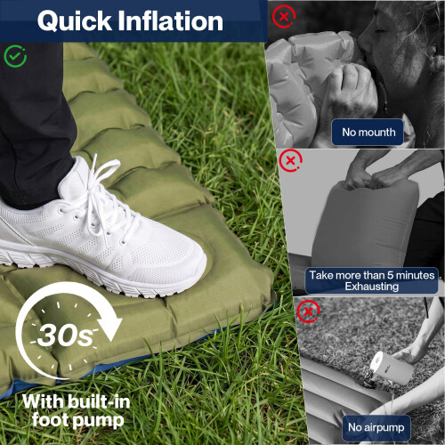 Mountview Camping Sleeping Pad Ultralight Inflatable Mat Built In Pump Packable 2