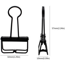 Verschlussclips, Bulldog Metallclips, 15 Stück Metallscharnierclips, 32 mm Büroklammer, Bulldog Binder, (Schwarz)