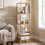 Costway 4-Tier Rotating Bookshelf on Wheels 360 Spinning Corner Shelf Tower 6