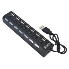 USB 2.0 Hub – SIMPLISIM – 7 Anschlüsse – Ein-/Ausschalter – Kompatibel mit Windows, Mac und Linux – Schwarz