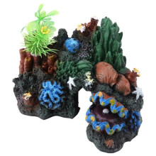 Kunstmatige decoratie - Hars - Gekleurd koraal - 13x8x9,5 cm - Voor aquariums en reptielen