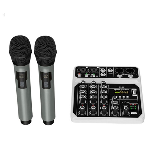 Console Mixer Audio Professionale A 4 Canali con Microfono Wireless  USB per DJ, Karaoke, PC e Chitarra