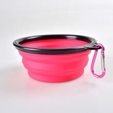 (Pink)Mangiatoia portatile per cani animali domestici in silicone pieghevole da viaggio mangiatoia cibo ciotola