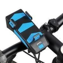 LIXADA - Multifunctionele 4-in-1 fietslamp, 400 lumen - Rood - Telefoonhouder - Claxon - 2000mAh batterij