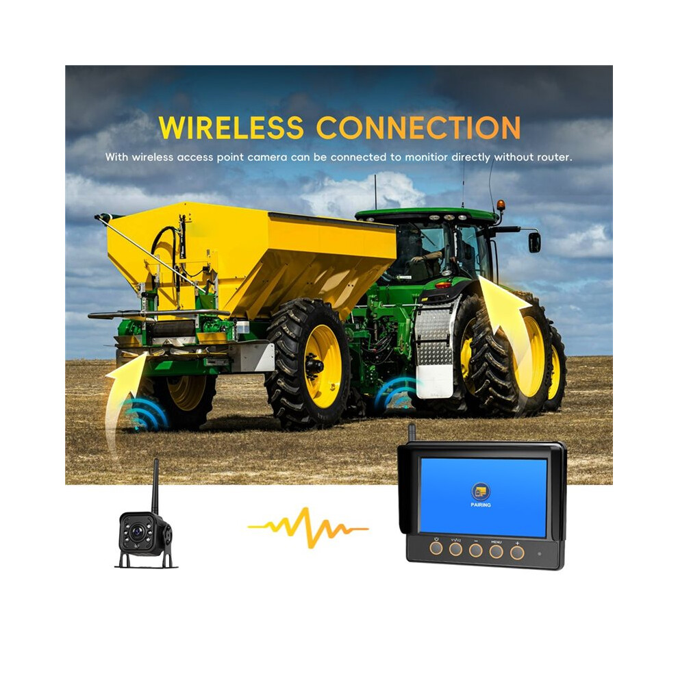 Wireless Backup Camera For Rv Truck Trailer, 7" 720P Hd Monitor System With Antenna, Ip68 Waterproof, Ir Night Vision 6033228977735