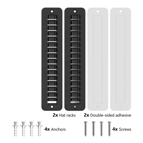 Hat Rack, Baseball Cap Organizer, Hat Hooks,Door Closet Hat Storage, Wall Adhesive Hat Hooks, Display Hat Rack 2 Pcs 1