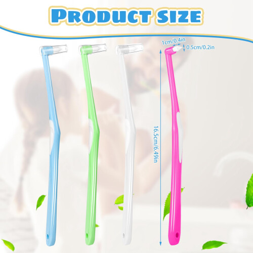 RAYITO 4Pcs Interspace Toothbrush, Soft Single Tufted Toothbrush with 1
