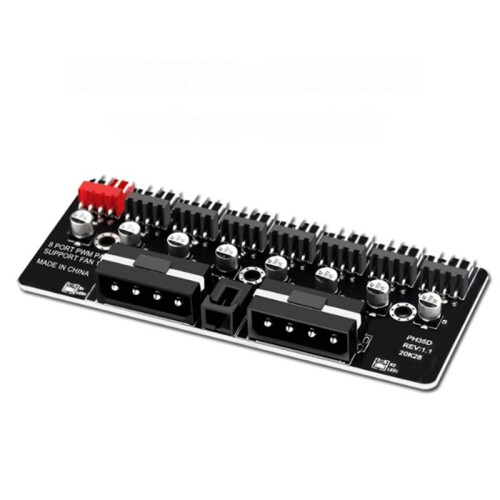 PWM Hub Fläktförlängningssplitter 12V Kylfläkthastighetskontrolladapter Stöder 3-Pinnars 4-Pinnars PWM-Fläktar -Gränssnitt