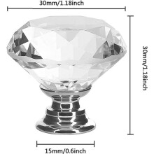 16 stuks kristallen meubelknoppen, kastdeurknoppen, ladeknoppen, heldere kristallen diamanten