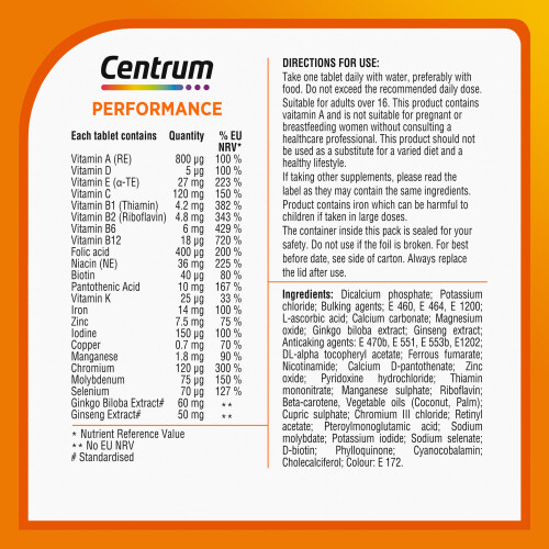 Centrum Centrum Performance Tablets Multivitamin & Mineral Supplements, 21 essential nut 1