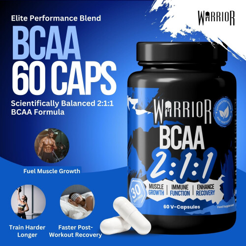 Warrior Warrior BCAA Capsules – Branched-Chain Amino Acid Supplements, 2:1:1 1