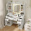 Costway Vanity Desk with Mirror and Lights Dressing Table with Charging Station 7