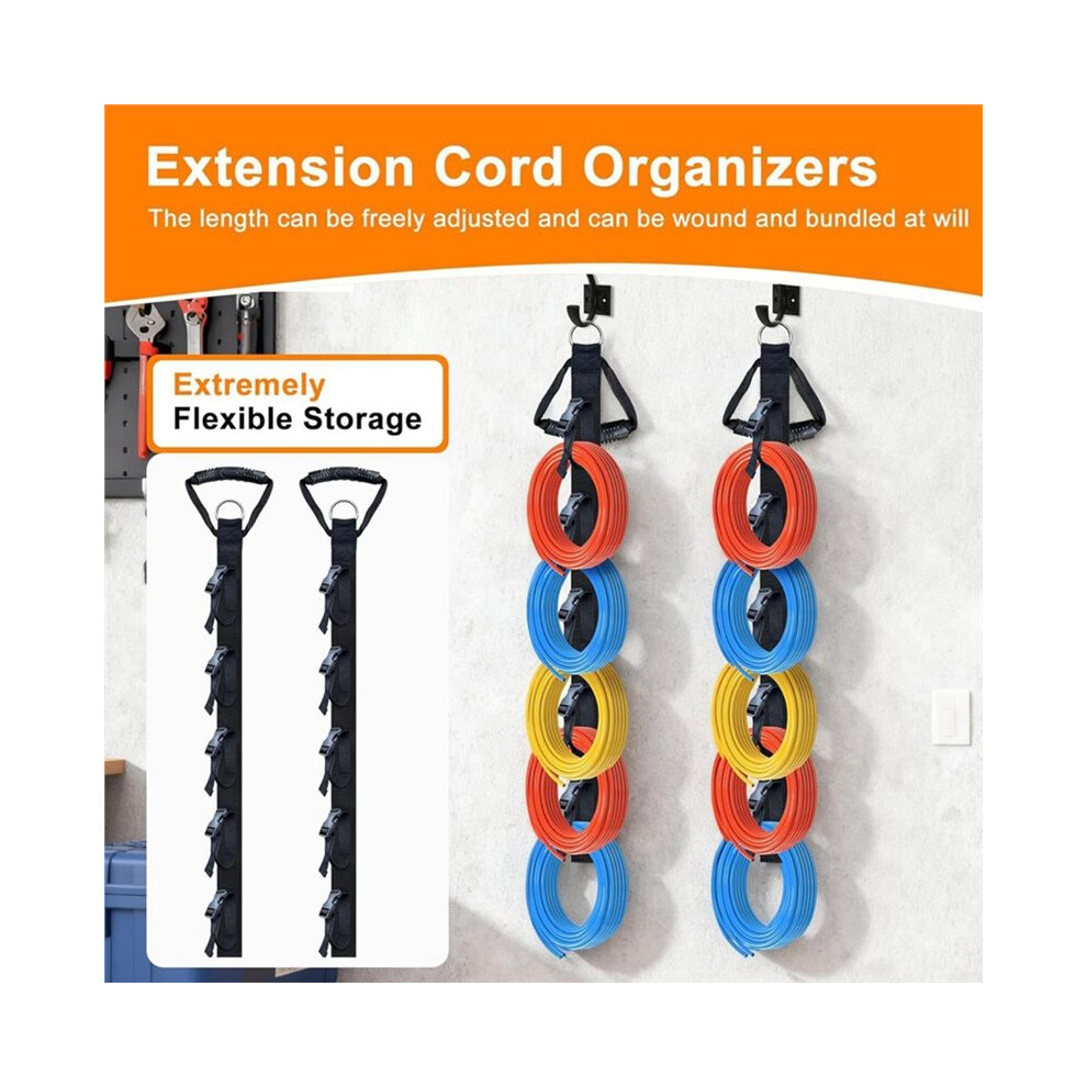 Extension Cord Organizer 2 Pack, Cord Storage Organizer With 5 Slots, Garage Garden Storage Straps, Hanger Straps 4714164477535
