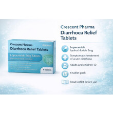 Crescent Pharma Loperamide Hydrochloride 2mg Tablets, Diarrhoea Relief Tablets, Oral Use, 6 Tablets
