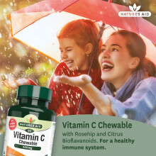 Natures Aid Vitamin C 500mg 50 Chewable Tablets – Supports Immune System & Skin Health - High Strength, Sugar Free, Vegan, Non-GMO – Antioxidant S
