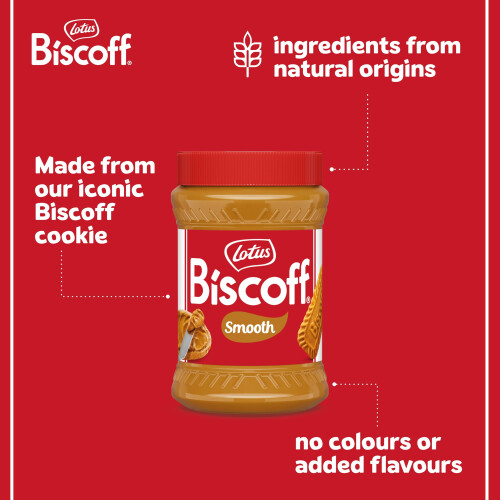 Biscoff  Sweet spread  Smooth  Caramelised biscuit flavour  Vegan  Nut 1