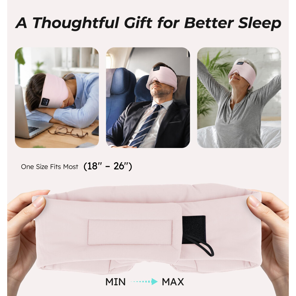 Musicozy Sleep Mask With Bluetooth Headphones, 100% Blackout Silk Eye Mask, Headphones For Men And Women, Soft Sleep Headphones, Bluetooth Eye Mask For Sleepi