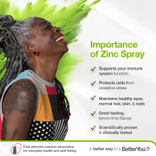 BetterYou Zinc Oral Spray Supplement, Fast Acting Zinc Bisglycinate Chelate Supplement for Immune System Support, 1-Month Supply, Made in the UK, Nat