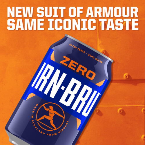 IRN-BRU Zero Carbonated Soft Drink, 24 Pack, 330ml Cans 2