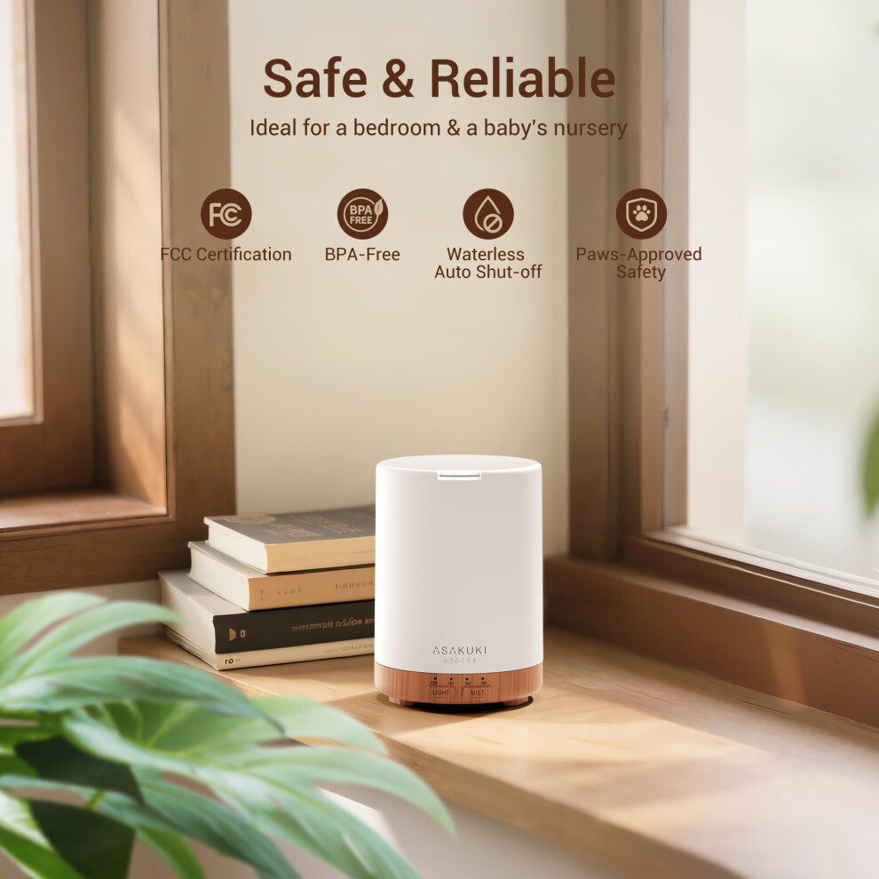 Asakuki 300Ml Essential Oil Diffuser, Ultrasonic Aroma Scented Oil Diffuser & Humidifier For Home, Bedroom, Spa With 7 Led Colour Lights, Auto Shut-O