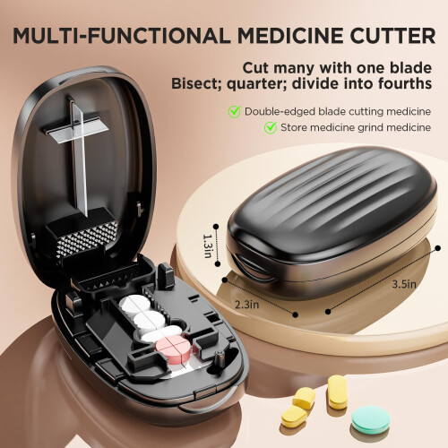 Pill Cutter Splitter for Small and Tiny Pills, 1/2 1/4 Pill Splitter 2
