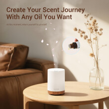 ASAKUKI Diffuser 300ml with 6x10ml Essential Oils Set, Essential Oil Diffuser Ultra-Quiet with 7 Colour Lights, Auto Shut-Off for Home Bedroom Office