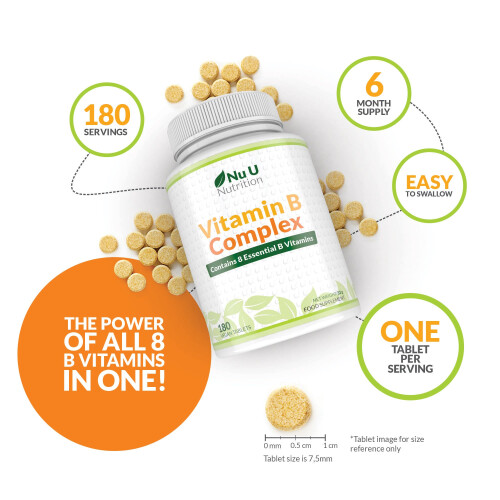 Vitamin B Complex High Strength - 180 Vegan Tablets - 6 Month Supply 2