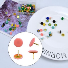 Verpakking van 100 gekleurde punaises met ronde kop - Merk - Model - Kunststof en metaal - Gekleurd - 10x10 mm