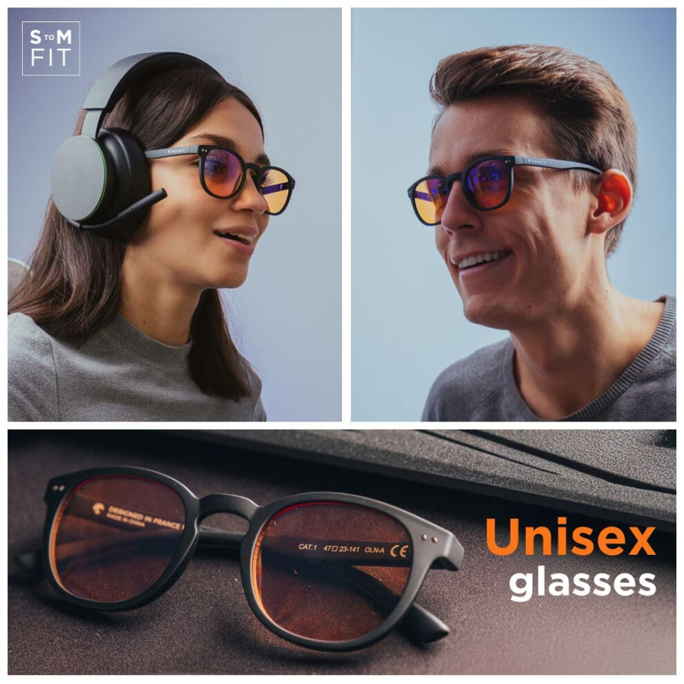 Horus X Â¢ Round Blue Light Glasses | Computer Glasses For Screens: Anti-Fatigue & Eyestrain Relief | Men And Women | Urban Amber