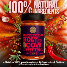 Holy Cow BBQ Beef Rub - 100% Natural BBQ Seasoning - Packs Amazing Flavour Into Any Cut Of Beef For Wonderful BBQ And Grill Dishes - Perfectly Balanc