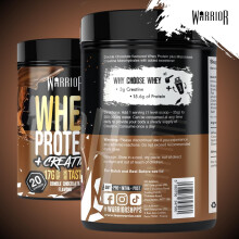 Warrior Whey Protein Powder + Creatine 500g, 20 Servings – High Protein Shake Supplement for Muscle Growth, Recovery & Weight Loss – Low Sugar, Lo