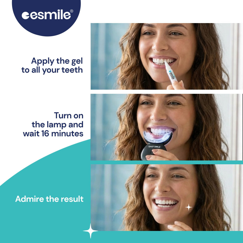 Esmile - Professional Teeth Whitening Kit With 32X Led Lamp Â 3 Whitening Gels Â Advanced Technology For Fast And Effective Whitening Â Removes