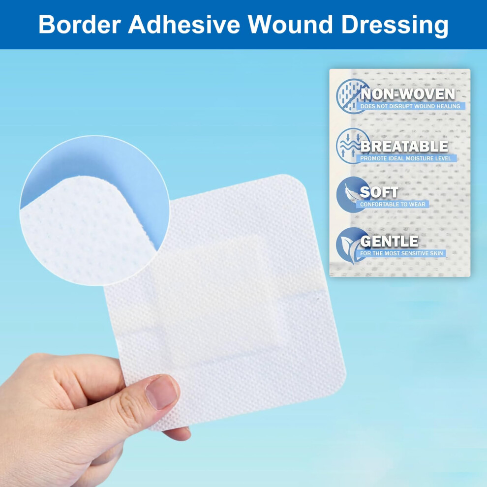 Doukesh Adhesive Wound Dressings, (100Mm X 100Mm) Sterile Dressings For Wounds Cuts Grazes Diabetic Leg Ulcers Venous Leg Ulcers Pressure Sores