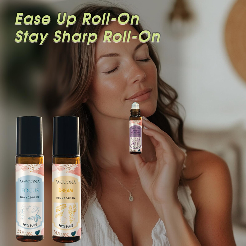 Wecona Aromatherapy Essential Oil Roll-On Set Â 6X10ml Essential Oil For Skin With Roller Bottles, Portable Essential Oils For Diffusers For Home,Re