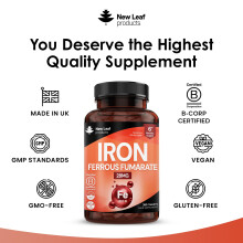 Gentle Iron Tablets 28mg High Strength Ferrous Fumarate Iron - Vegan