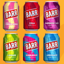 BARR 24 Pack Sparkling Orangeade, Low Sugar Orange Flavoured Fizzy Drink, Sparkling Fizzy Pop, 24 x 330ml Cans