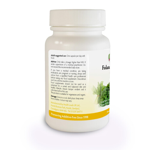 Folate (L-Methylfolate 5-MTHF) 400mcg | 90 Vegan Capsules | Active Vitamin B9 | 2