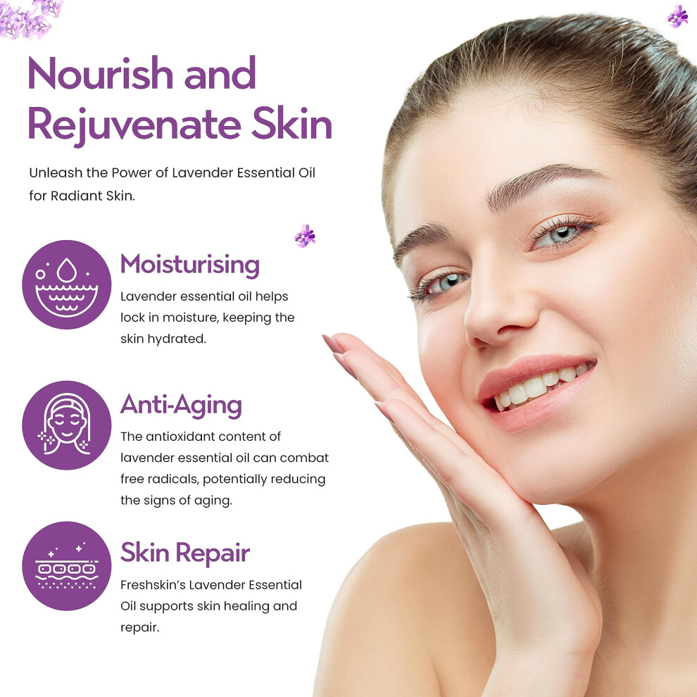 Freshskin Beauty Ltd Lavender | Essential Oil - 100Ml - 100% Pure & Natural Essential Oils - Oil For Sleep, Aromatherapy, Diffusers For Home