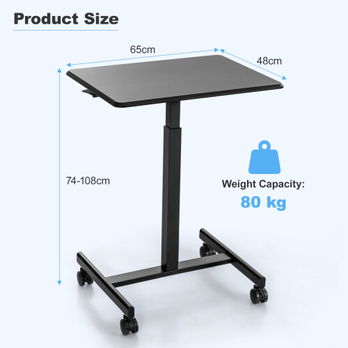Costway Mobile Standing Desk Height Adjustable Rolling Laptop Desk Overbed Table 1