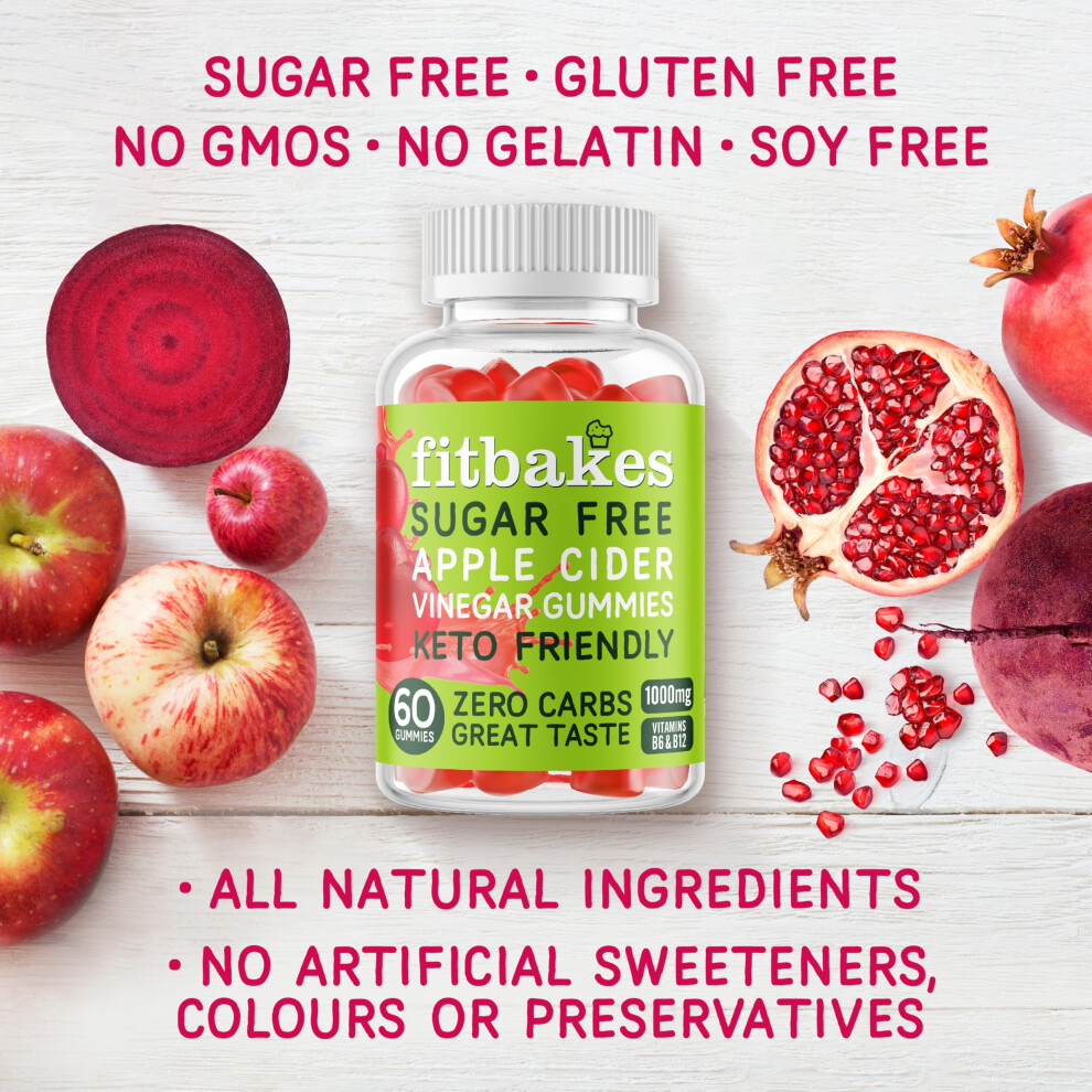 Fit Bakes Sugar Free Keto Apple Cider Vinegar Gummies With Mother
