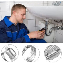 Verpakking van 25 roestvrijstalen metalen slangklemmen, verstelbaar van 6-12 mm.