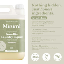 Miniml Eco Laundry Liquid Washing Detergent 5L Refill - Natural Non Bio Coconut Scented Clothes and Fabric Softener for Machine or Delicate Hand