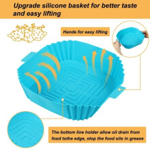 Siliconen inzetstuk voor airfryer - ZEMINPEOEL - Set van 2 - 16,5 cm - Blauw - Hittebestendig