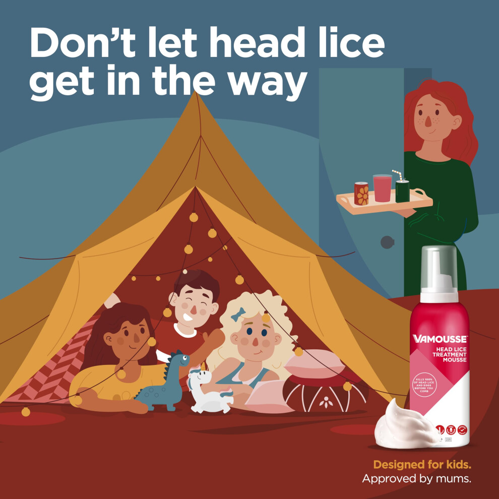 Vamousse Head Lice Treatment Mousse | Kills 100% Of Head Lice And Eggs Within 15 Minutes I One-Time Application I Non-Greasy | Steel Nit Comb Include