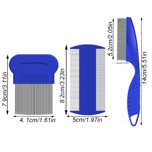 Lice Comb, 3 Pcs Lice Combs, Double Sided Lice Combs, Stainless Steel Tooth Comb 1