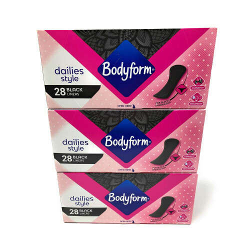 Bodyform Dailies Style x28 Black Pantyliners Multipack Bundle 3 Pack (84 Liners Total) 1