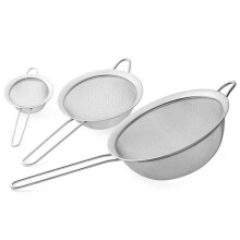 Set van 3 roestvrijstalen conische zeven — 20/14/8 cm | Chinese zeef, keukenzeef