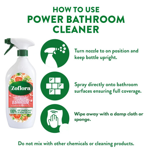 Zoflora Zoflora Grapefruit & Lime Power Bathroom Cleaner Trigger Spray, 800ml 1